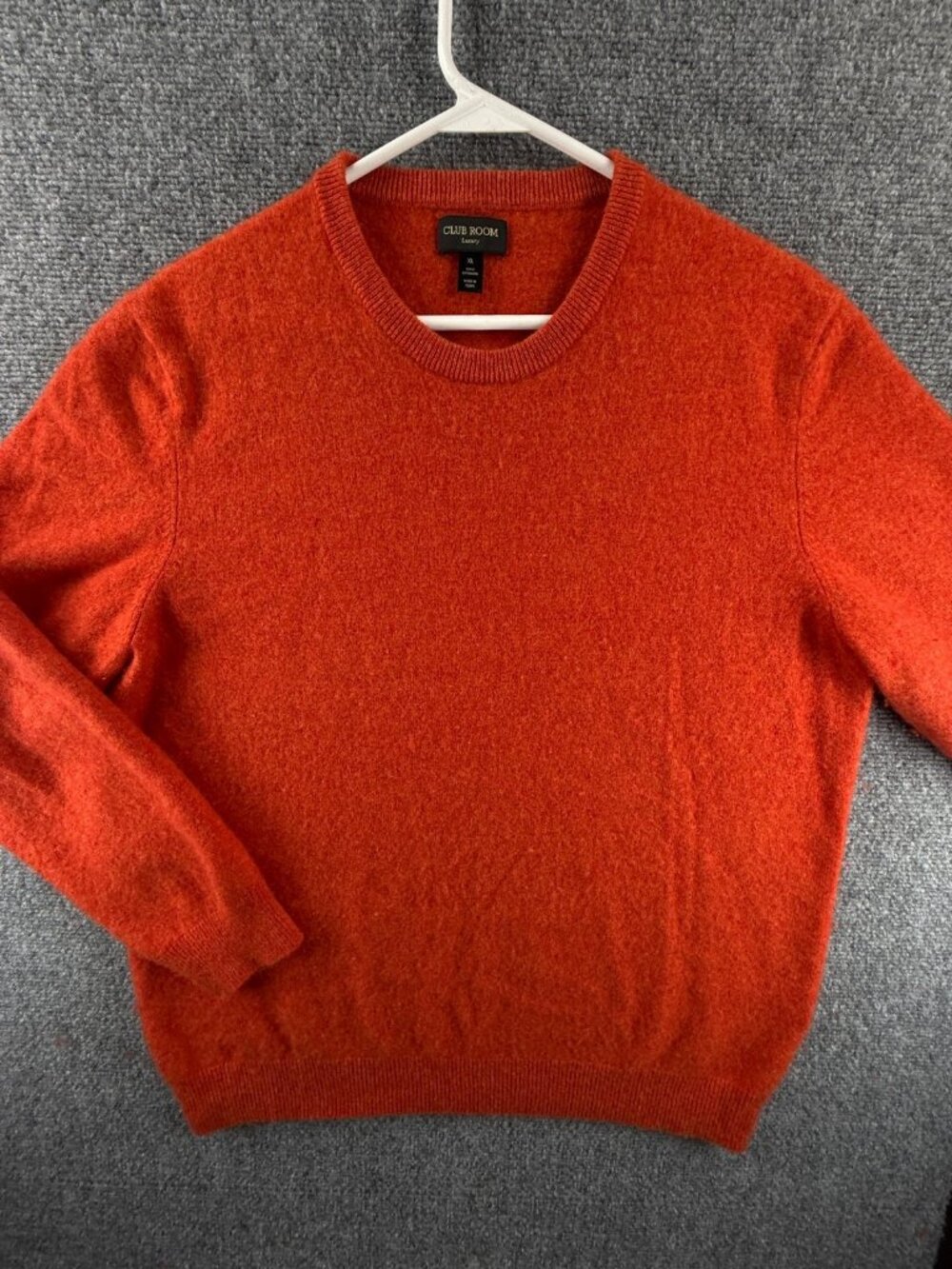 Club Room Luxury XL All Cashmere Orange Crew Neck Pullover Knit Soft Men Adult